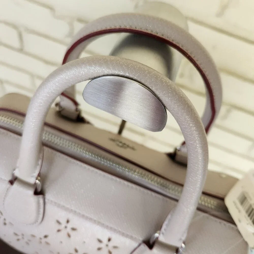 Nwt Coach Beige Shimmer Leather Laser Cut Bennett Shoulder Bag Purse